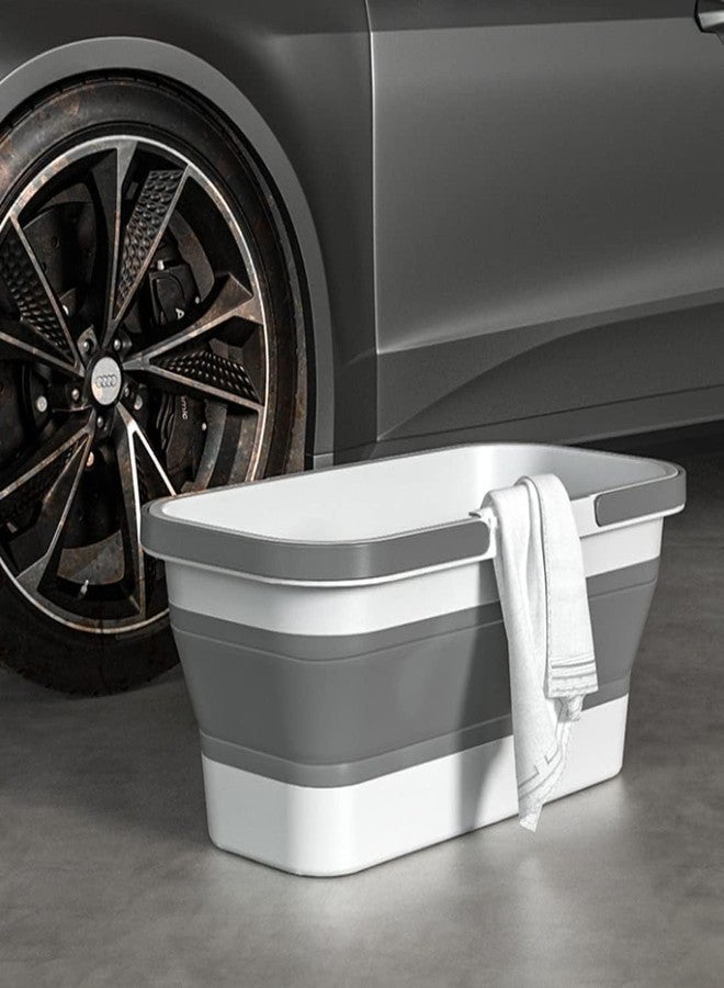Runmay Collapsible Plastic Bucket with Wheels for House Cleaning, Camping, and Purpose Rectangular Handy Basket Cleaning Mop Lightweight and Portable - Image 4